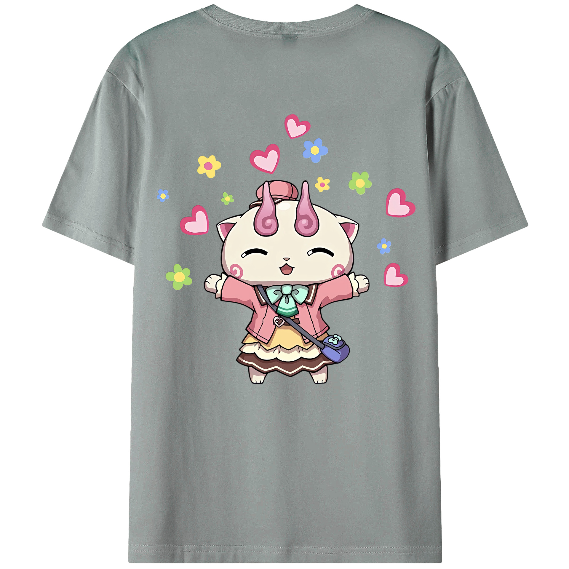 （画像用） 妖怪ウォッチ Yo-kai Watch 綿100％ メンズ半袖Tシャツ（バックプリント） 通気性
